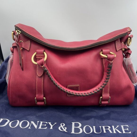 Dooney & Bourke Satchel Florentine Pebbled Leather Tassels Raspberry READ - Picture 7 of 16
